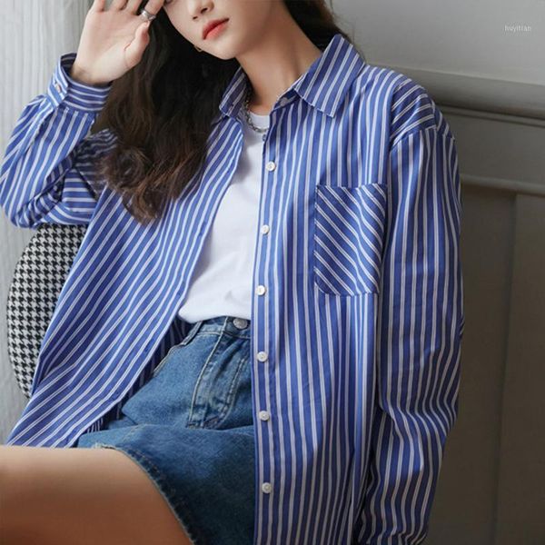 blue stripe suntan shirts female 2020 spring autumn vintage harbor flavor versatile long sleeve loose medium long shirt jacket1, White
blue stripe suntan shirts female 2020 spring autumn vintage harbor flavor versatile long sleeve loose medium long shirt jacket1, White