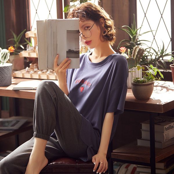 spring and summer cotton pajamas for women cute cartoon print pyjamas long pants sleepwear loose home wear loungewear 2 pieces t200429, Black;red
spring and summer cotton pajamas for women cute cartoon print pyjamas long pants sleepwear loose home wear loungewear 2 pieces t200429, Black;red