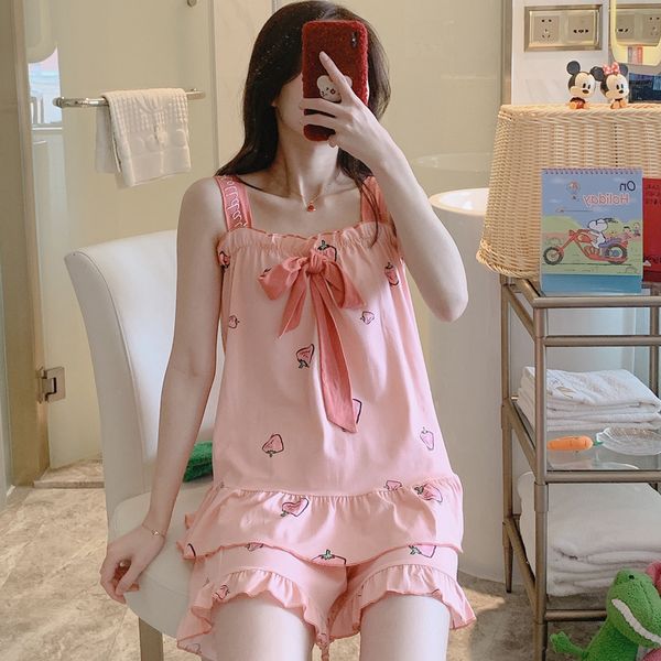 silka surplus women girls summer pajamas set cute printed sleeveless sleepwear sling+shorts 2 pieces loungewear home suits t200707, Black;red
silka surplus women girls summer pajamas set cute printed sleeveless sleepwear sling+shorts 2 pieces loungewear home suits t200707, Black;red