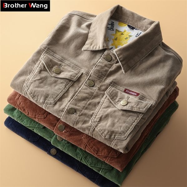 autumn new men's corduroy jacket fashion casual vintage jacket and coats male brand clothes khaki green blue coffee 201218, Black;brown
autumn new men's corduroy jacket fashion casual vintage jacket and coats male brand clothes khaki green blue coffee 201218, Black;brown