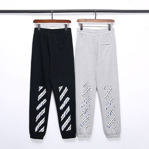 off and white autumn new airport adhesive tape warning line arrow print cotton terry pants sports pants, Black;green
off and white autumn new airport adhesive tape warning line arrow print cotton terry pants sports pants, Black;green