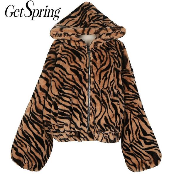women's fur & faux getspring women coat color matching leopard hooded warm winter vintage casual fake overcoat 2021, Black
women's fur & faux getspring women coat color matching leopard hooded warm winter vintage casual fake overcoat 2021, Black