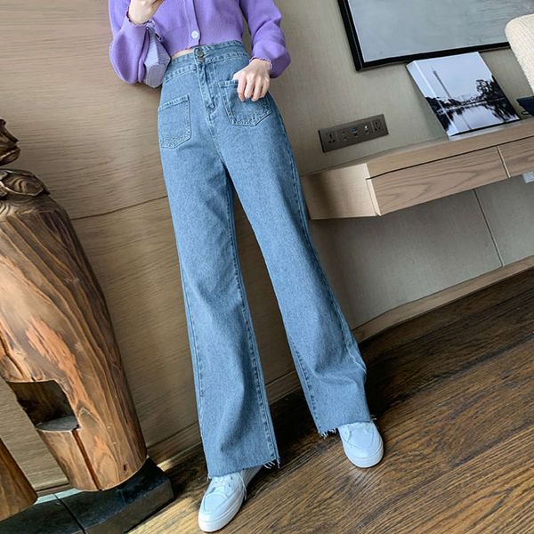 korean hong kong style jeans women's autumn 2020 new small high waist slim casual wide leg pants, Blue
korean hong kong style jeans women's autumn 2020 new small high waist slim casual wide leg pants, Blue
