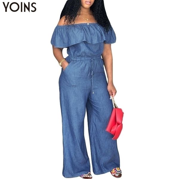 yoins denim rompers womens jumpsuit summer slash neck off shoulder ruffles playsuits plus size wide leg pants overalls y200106, Black;white
yoins denim rompers womens jumpsuit summer slash neck off shoulder ruffles playsuits plus size wide leg pants overalls y200106, Black;white