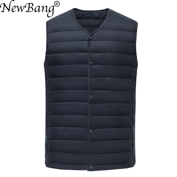newbang brand men's waistcoat ultra light cotton vest men without collar waterproof sleeveless warm liner male slim gilet 201119, Black;white
newbang brand men's waistcoat ultra light cotton vest men without collar waterproof sleeveless warm liner male slim gilet 201119, Black;white