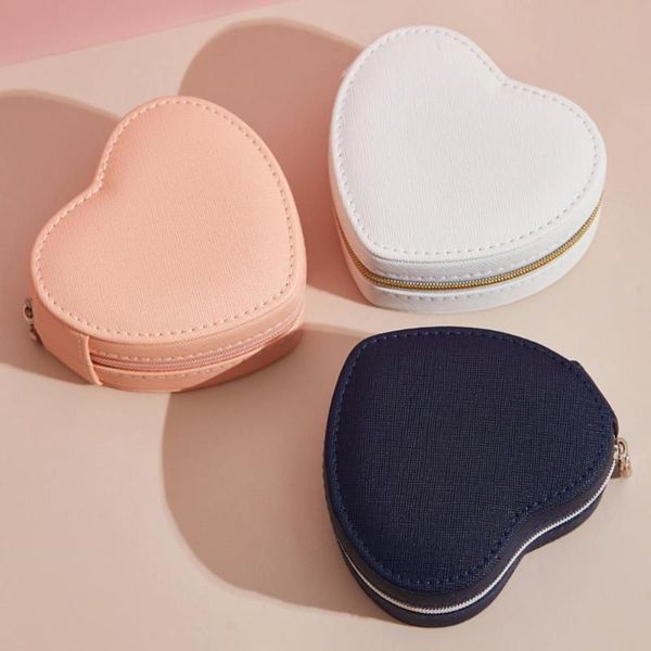 jewelry box portable heart shape design faux leather jewelry organizer storage earring display case holder women travel case, Pink;blue 
jewelry box portable heart shape design faux leather jewelry organizer storage earring display case holder women travel case, Pink;blue