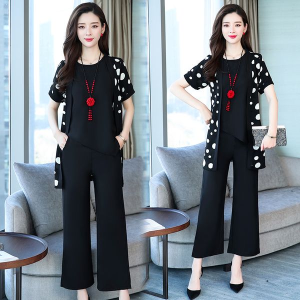 female plus size set dot long upper pants 3 three loose casual business fat sets women hu6x, White
female plus size set dot long upper pants 3 three loose casual business fat sets women hu6x, White