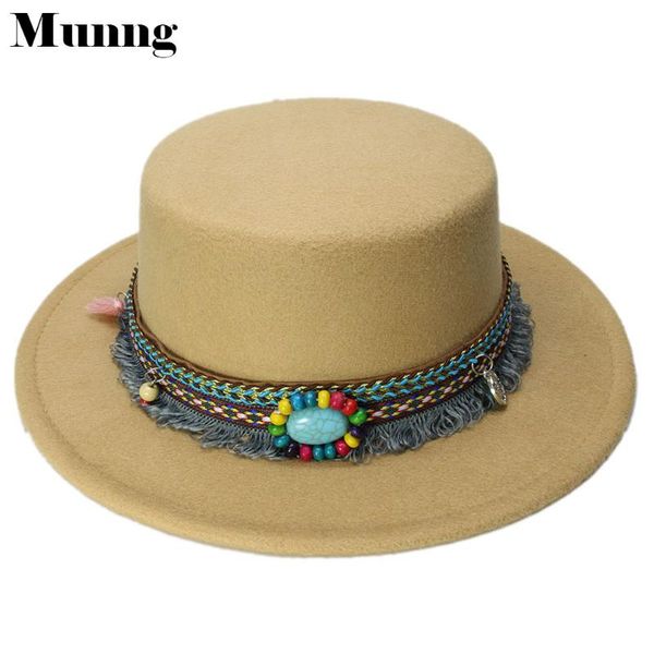 stingy brim hats munng fashion women ladies wool boater hat wide sailor pork pie cap flat bowler bohemia tassel ribbon band, Blue;gray
stingy brim hats munng fashion women ladies wool boater hat wide sailor pork pie cap flat bowler bohemia tassel ribbon band, Blue;gray