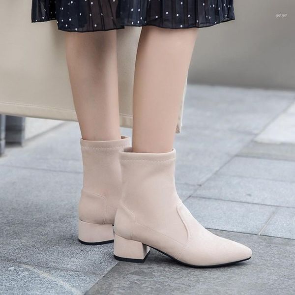 21.5-26.5cm length big size women boots casual fashion pointed toe thick with elastic lady korean 6cm high heels maziao1, Black
21.5-26.5cm length big size women boots casual fashion pointed toe thick with elastic lady korean 6cm high heels maziao1, Black