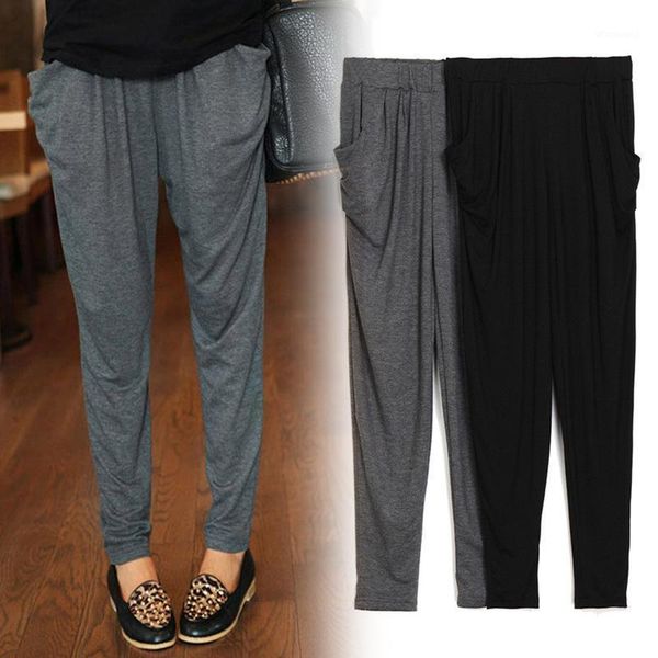 summer autumn new fashion women casual pants large size loose pants modal harlan thin1, Black;white
summer autumn new fashion women casual pants large size loose pants modal harlan thin1, Black;white