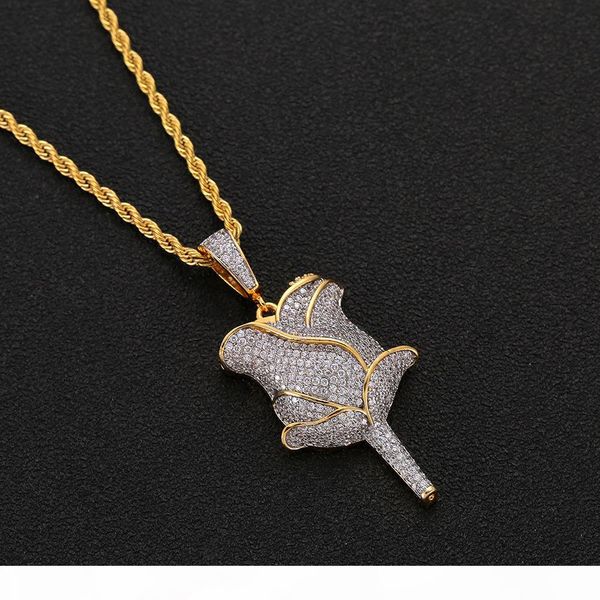 new rose flower necklace pendant gold silver rosegold iced out cubic zircon bling men hip hop jewelry
new rose flower necklace pendant gold silver rosegold iced out cubic zircon bling men hip hop jewelry