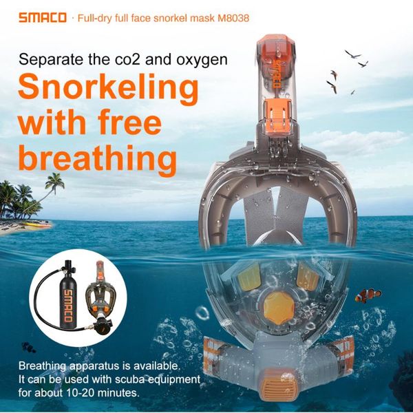 smaco full face snorkel mask 180 degree hd view dry set anti-fog underwater wide view snorkel swimming mask
smaco full face snorkel mask 180 degree hd view dry set anti-fog underwater wide view snorkel swimming mask
