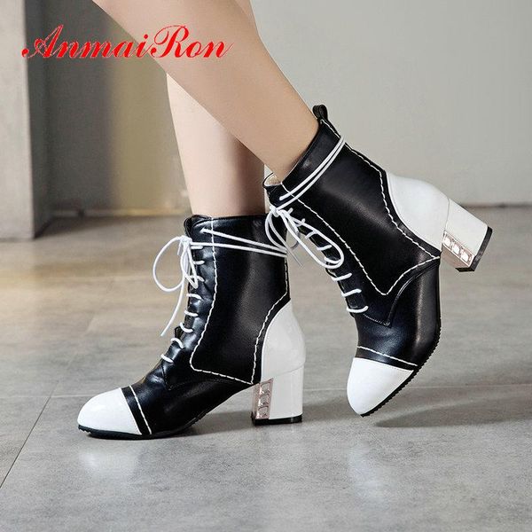 anmairon basic pu round toe ankle boots for women square heel lace up womens shoes mixed color short plush high heel boots 34-43, Black
anmairon basic pu round toe ankle boots for women square heel lace up womens shoes mixed color short plush high heel boots 34-43, Black