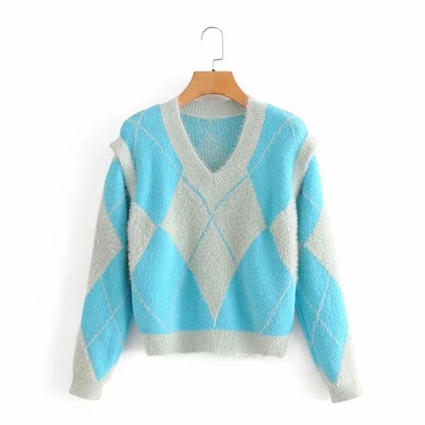 2021 new women fashion blue diamond check removable sleeves knitted vest sweaters vintage v neck female chic jumper t, White;black
2021 new women fashion blue diamond check removable sleeves knitted vest sweaters vintage v neck female chic jumper t, White;black