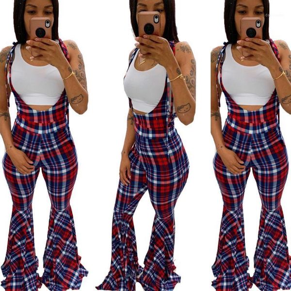 plaid lady flare bottom jumpsuits pants lace up straps neck sleeveless backless full length casual overall rompers autumn1, Black;white
plaid lady flare bottom jumpsuits pants lace up straps neck sleeveless backless full length casual overall rompers autumn1, Black;white