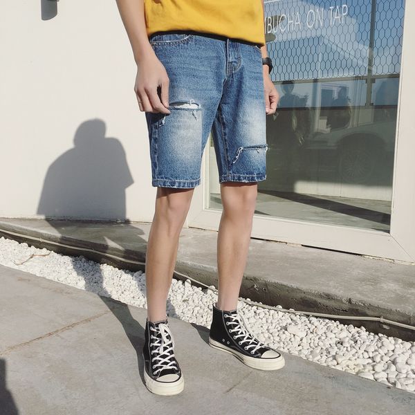 trend personality new wear summer fashion men's one word hole beggar print denim shorts, Blue
trend personality new wear summer fashion men's one word hole beggar print denim shorts, Blue