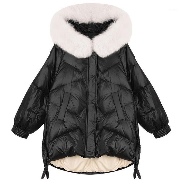 large natural fur hooded winter down jacket women slid glossy parkas streetwear female thicken warm 90% white duck down coat1, Black
large natural fur hooded winter down jacket women slid glossy parkas streetwear female thicken warm 90% white duck down coat1, Black