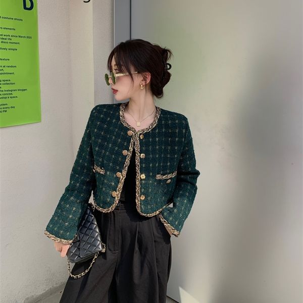 retro fall luxury pocket single breasted button fall jacket short coat women slim long sleeve outfit korean tweed plaid 201210, Black;brown
retro fall luxury pocket single breasted button fall jacket short coat women slim long sleeve outfit korean tweed plaid 201210, Black;brown