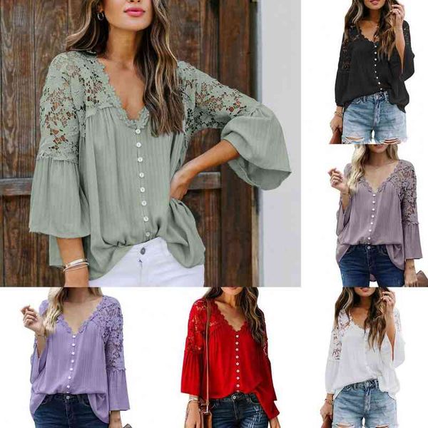 womens lace hollow shirt long sleeve v-neck button mesh design spring fashion lace shirt, White
womens lace hollow shirt long sleeve v-neck button mesh design spring fashion lace shirt, White