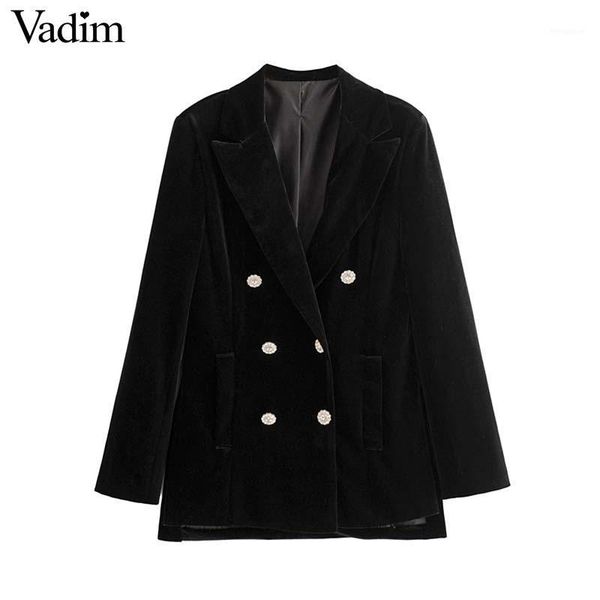 vadim women chic velvet blazer notched collar double breasted long sleeve pockets coats office wear retro ca6261, White;black
vadim women chic velvet blazer notched collar double breasted long sleeve pockets coats office wear retro ca6261, White;black