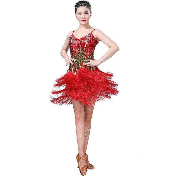 stage wear sling deep v colorful sequins design latin dance fringed dress performance clothing, Black;red
stage wear sling deep v colorful sequins design latin dance fringed dress performance clothing, Black;red