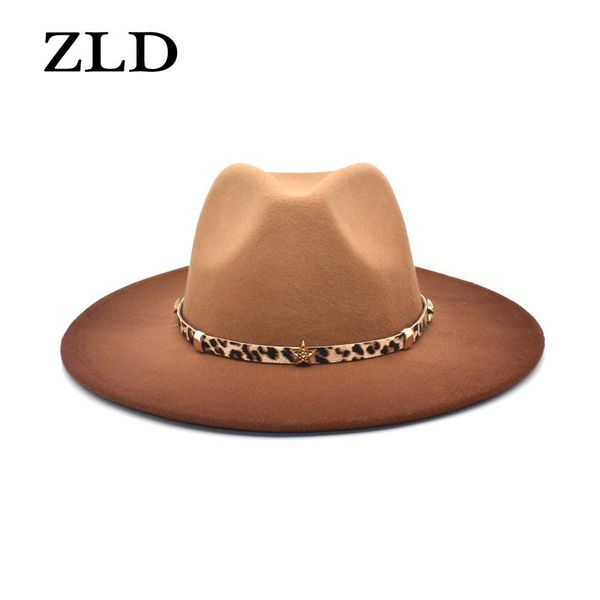 wide brim hats zld classic british women fedora hat autumn winter fashion leopard ladies cap men jazz for formal parties, Blue;gray
wide brim hats zld classic british women fedora hat autumn winter fashion leopard ladies cap men jazz for formal parties, Blue;gray