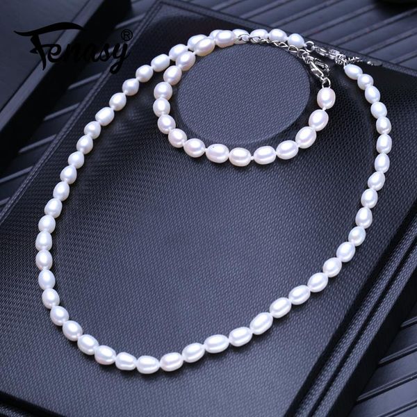 FENASY Natural Pearl Necklaces For Women 6-7mm Rice Shape Choker Necklace Bracelets & Bangles Link Bracelet Pearl Jewelry Sets, Silver
FENASY Natural Pearl Necklaces For Women 6-7mm Rice Shape Choker Necklace Bracelets & Bangles Link Bracelet Pearl Jewelry Sets, Silver