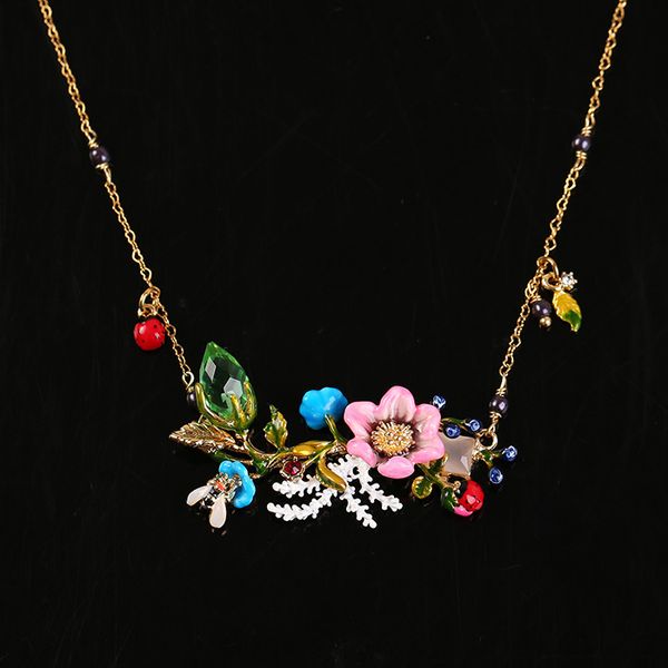 short eastern rose collar enamel black flower pink butterfly necklace 72gf, Silver
short eastern rose collar enamel black flower pink butterfly necklace 72gf, Silver