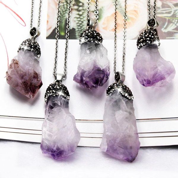 natural quartz necklace reiki purple healing crystal chakra pendant jewelry gift for women 1pcs, Silver
natural quartz necklace reiki purple healing crystal chakra pendant jewelry gift for women 1pcs, Silver