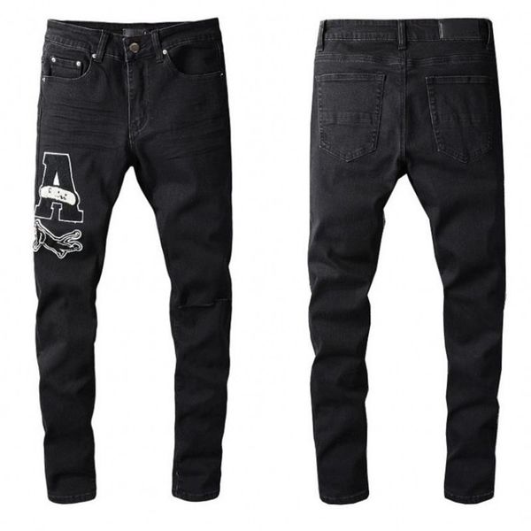 High quality Mens jeans Distrsed Motorcycle biker jean Rock ny Slim Ripped hole stripe Fashionable embroidery Denim, Blue
High quality Mens jeans Distrsed Motorcycle biker jean Rock ny Slim Ripped hole stripe Fashionable embroidery Denim, Blue