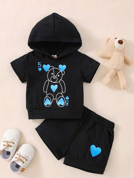 baby bear & heart print hoodie & shorts she, White
baby bear & heart print hoodie & shorts she, White