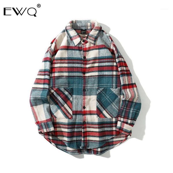 ewq / vintage men's cltohing 2020 spring tide new red blue lattice woolen shirt for male oversize loose men and women 9y4611, White;black
ewq / vintage men's cltohing 2020 spring tide new red blue lattice woolen shirt for male oversize loose men and women 9y4611, White;black