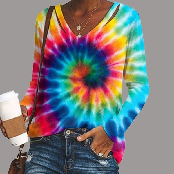 new women t-shirts casual v neck tie dye long sleeve loose t-shirt autumn gradient hollow out tee femme plus size, White
new women t-shirts casual v neck tie dye long sleeve loose t-shirt autumn gradient hollow out tee femme plus size, White