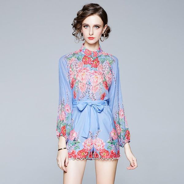 spring autumn runway two piece outfit women designers lantern sleeve stunning floral blouse and shorts suit bohemian beach sets, Gray
spring autumn runway two piece outfit women designers lantern sleeve stunning floral blouse and shorts suit bohemian beach sets, Gray