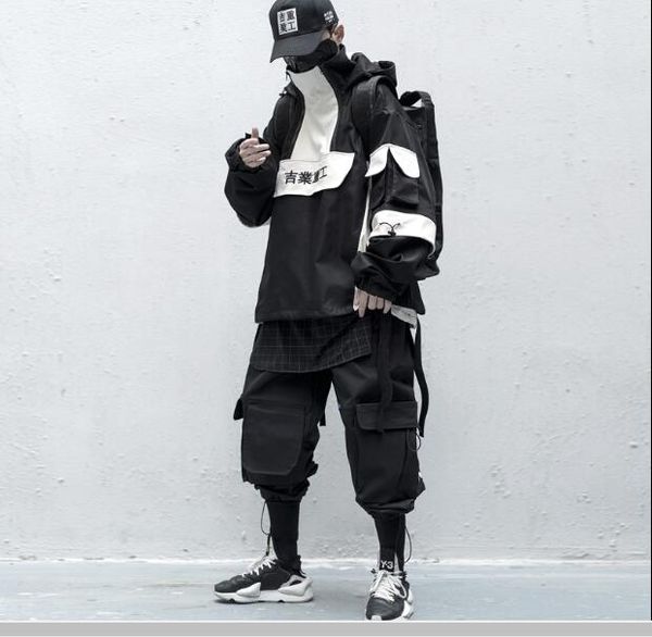 dark patchwork hip hop streetwear hoodies men color block mulit pockets harajuku japanese hooded jackets coats, Black;brown
dark patchwork hip hop streetwear hoodies men color block mulit pockets harajuku japanese hooded jackets coats, Black;brown