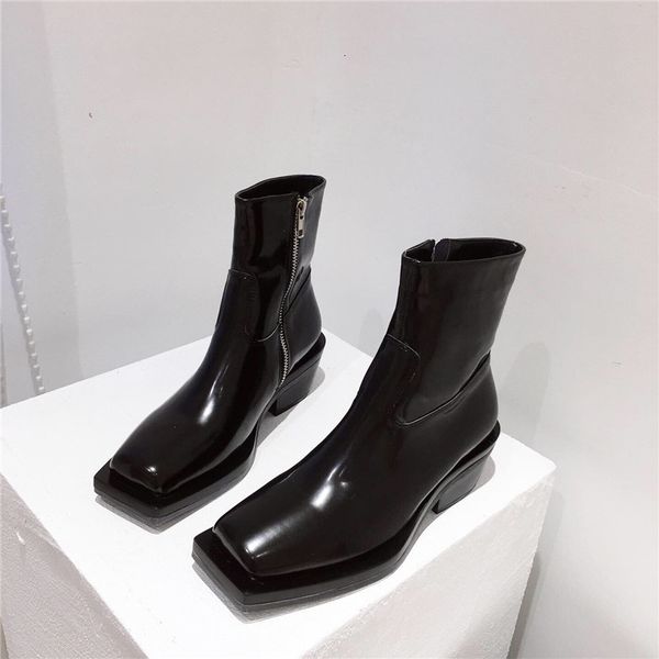 2021 new female-style european and american-style square-headed women's short thin boots sukw, Black
2021 new female-style european and american-style square-headed women's short thin boots sukw, Black