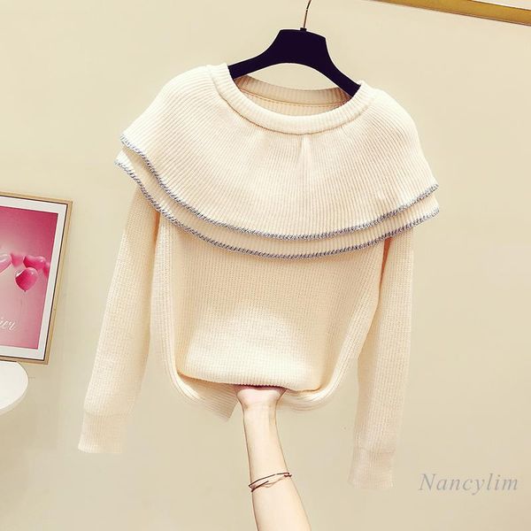 double-layer collar sweater hit color long sleeve pullover knit women's 2021 spring new casual knitwear nancylim, White;black
double-layer collar sweater hit color long sleeve pullover knit women's 2021 spring new casual knitwear nancylim, White;black