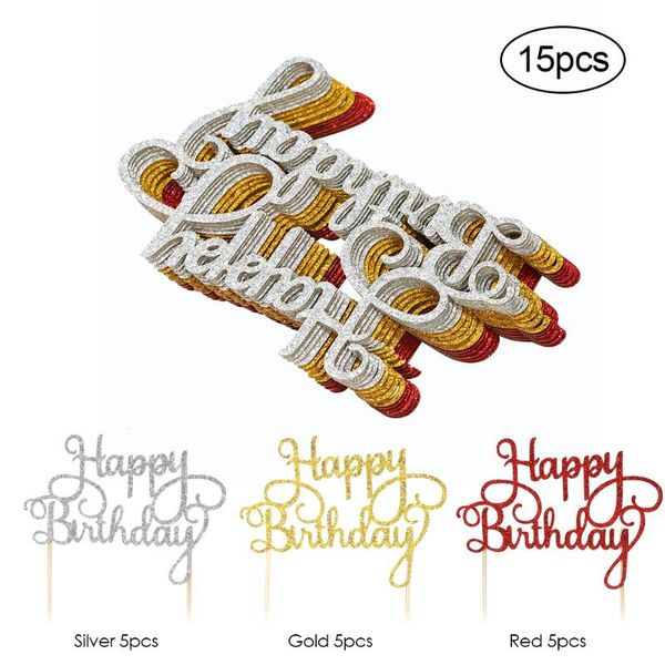 15pcs glitter paper happy birthday cake er cupcake dessert decoration supplies for birthday party celebration
15pcs glitter paper happy birthday cake er cupcake dessert decoration supplies for birthday party celebration