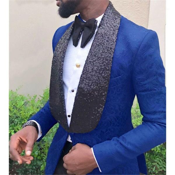 men suits shawl lapel men pattern blue and black groom tuxedos wedding 2 pieces ( jacket+pants+tie ) e1361, White;black 
men suits shawl lapel men pattern blue and black groom tuxedos wedding 2 pieces ( jacket+pants+tie ) e1361, White;black