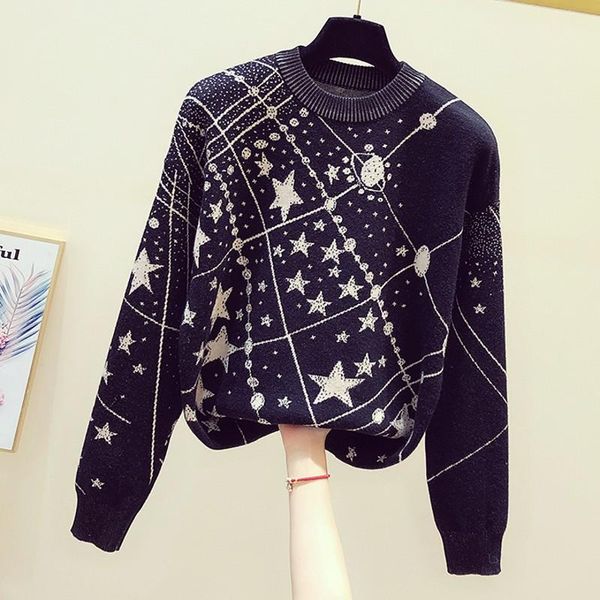 2020 winter clothes round-neck long-sleeved pullover women's loose knitted female sweater coat black casual sweaters student, White;black
2020 winter clothes round-neck long-sleeved pullover women's loose knitted female sweater coat black casual sweaters student, White;black