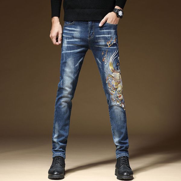 autumn ripped patch jeans men's elastic 3d dragon casual designer jeans trousers embroidery printed casual pants q0105, Black;white
autumn ripped patch jeans men's elastic 3d dragon casual designer jeans trousers embroidery printed casual pants q0105, Black;white