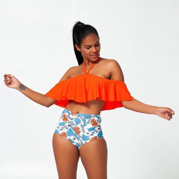bikinis set hanging neck women bikini strapless ruffle female swimsuits plant floral leaf orange boho padded push up wear1
bikinis set hanging neck women bikini strapless ruffle female swimsuits plant floral leaf orange boho padded push up wear1