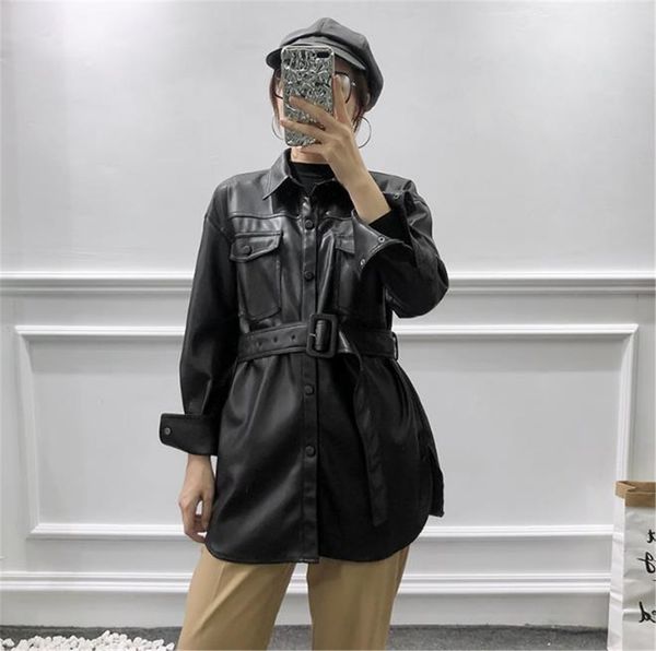 faux leather jacket for women stand collar solid color loose pu womens coats casual button with sashes female outerwear, Black;brown
faux leather jacket for women stand collar solid color loose pu womens coats casual button with sashes female outerwear, Black;brown