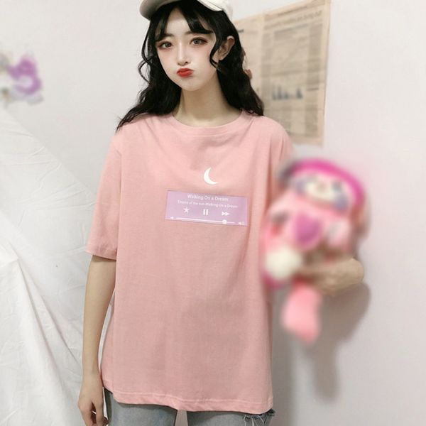 2020 summer new simple short-sleeved t-shirt round neck wild loose casual printed women's, White
2020 summer new simple short-sleeved t-shirt round neck wild loose casual printed women's, White