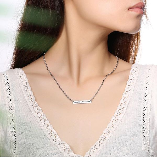 inspirational necklace square plate name necklace in stainless steel custom back, Silver
inspirational necklace square plate name necklace in stainless steel custom back, Silver
