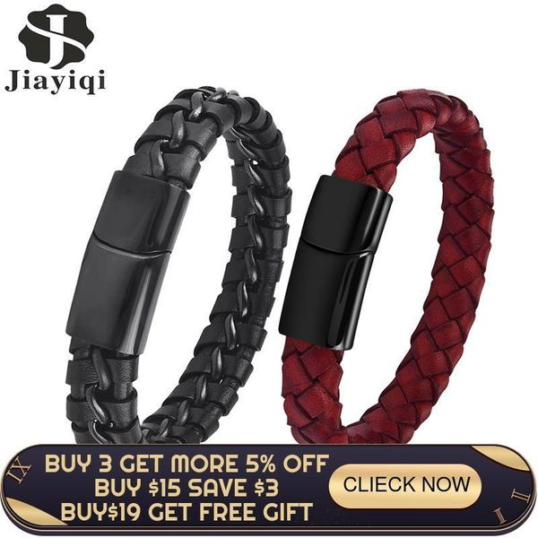 charm bracelets jiayiqi leather for men stainless steel magnetic clasps wristband punk black red braid rope bangles male jewelry, Golden;silver
charm bracelets jiayiqi leather for men stainless steel magnetic clasps wristband punk black red braid rope bangles male jewelry, Golden;silver
