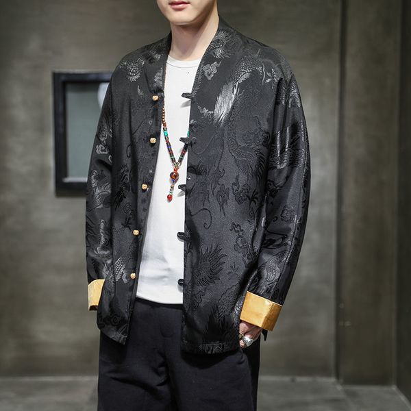 men's spring 2021 and new autumn loosely loosed silk style ice tang suit hanfu jacket retro chinese clothing dvfp, Black;brown
men's spring 2021 and new autumn loosely loosed silk style ice tang suit hanfu jacket retro chinese clothing dvfp, Black;brown