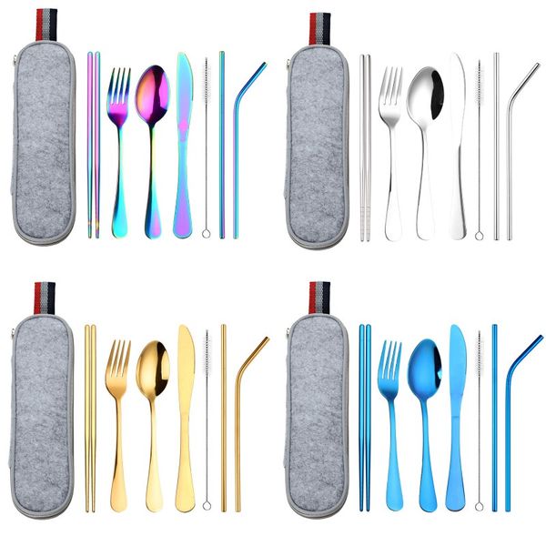 stainless steel suit knife fork spoon straw reusable cleaning brush chopsticks portable package dinnerware sets outdoors camping 18 8wl k2
stainless steel suit knife fork spoon straw reusable cleaning brush chopsticks portable package dinnerware sets outdoors camping 18 8wl k2