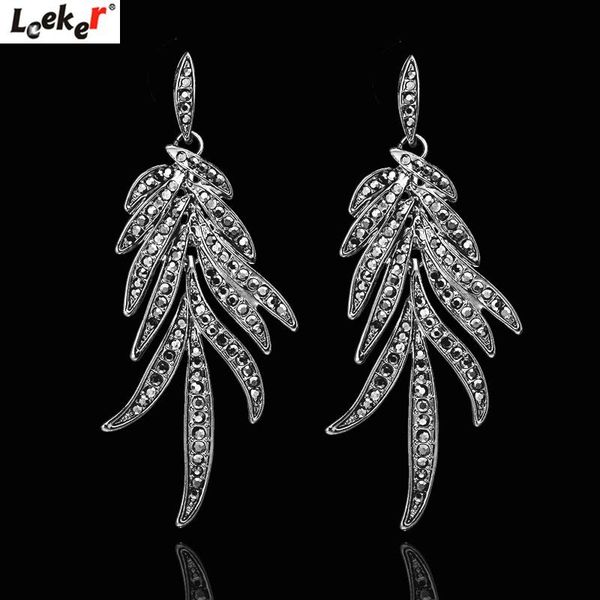 leeker women dazzling black cubic zircon feather shaped long earrings female vintage party jewelry 168 lk1, Silver
leeker women dazzling black cubic zircon feather shaped long earrings female vintage party jewelry 168 lk1, Silver