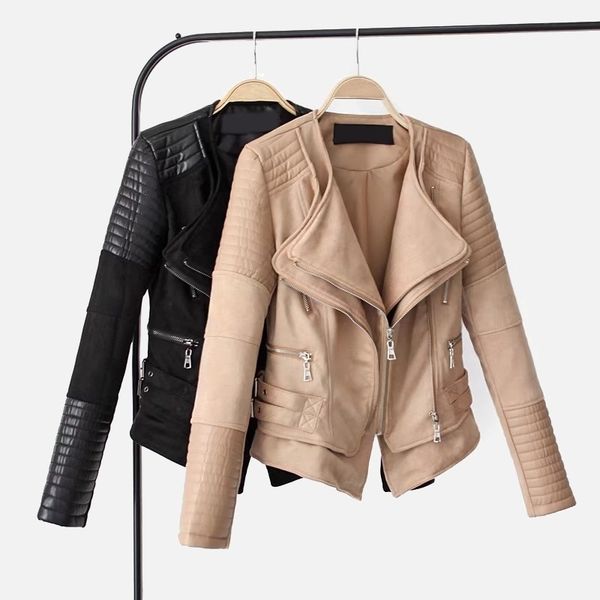women spring autumn faux leather jacket o-neck zipper biker basic coat female black khaki fashion short coats feminino 201030
women spring autumn faux leather jacket o-neck zipper biker basic coat female black khaki fashion short coats feminino 201030